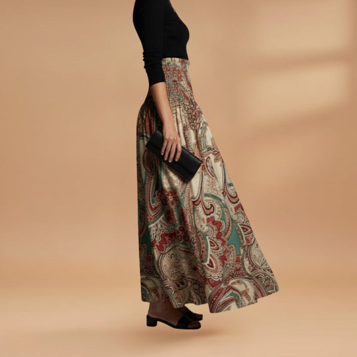 Inês | Saia Comprida Estampada Mulher Cintura Elástica