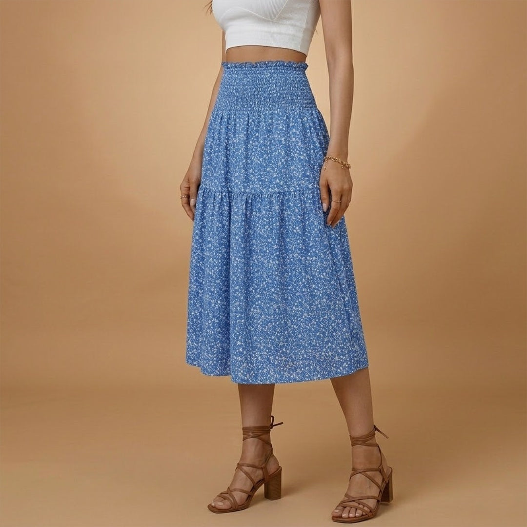 Madalena | Saia Comprida Estampada Mulher Cintura Elástica