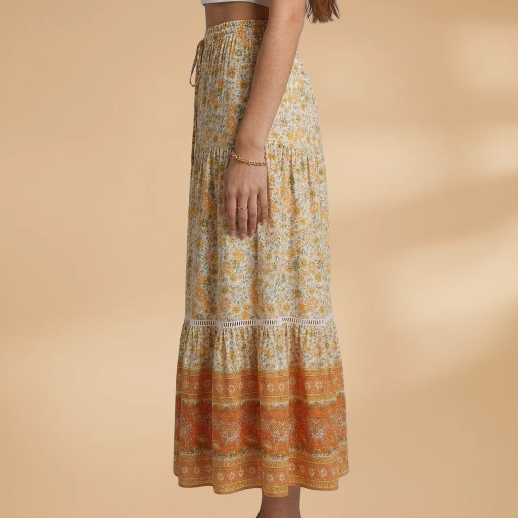 Rita | Saia Comprida Estampada Mulher Cintura Elástica