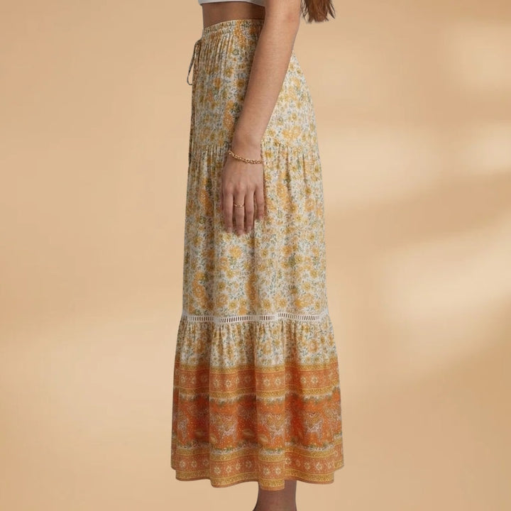 Rita | Saia Comprida Estampada Mulher Cintura Elástica