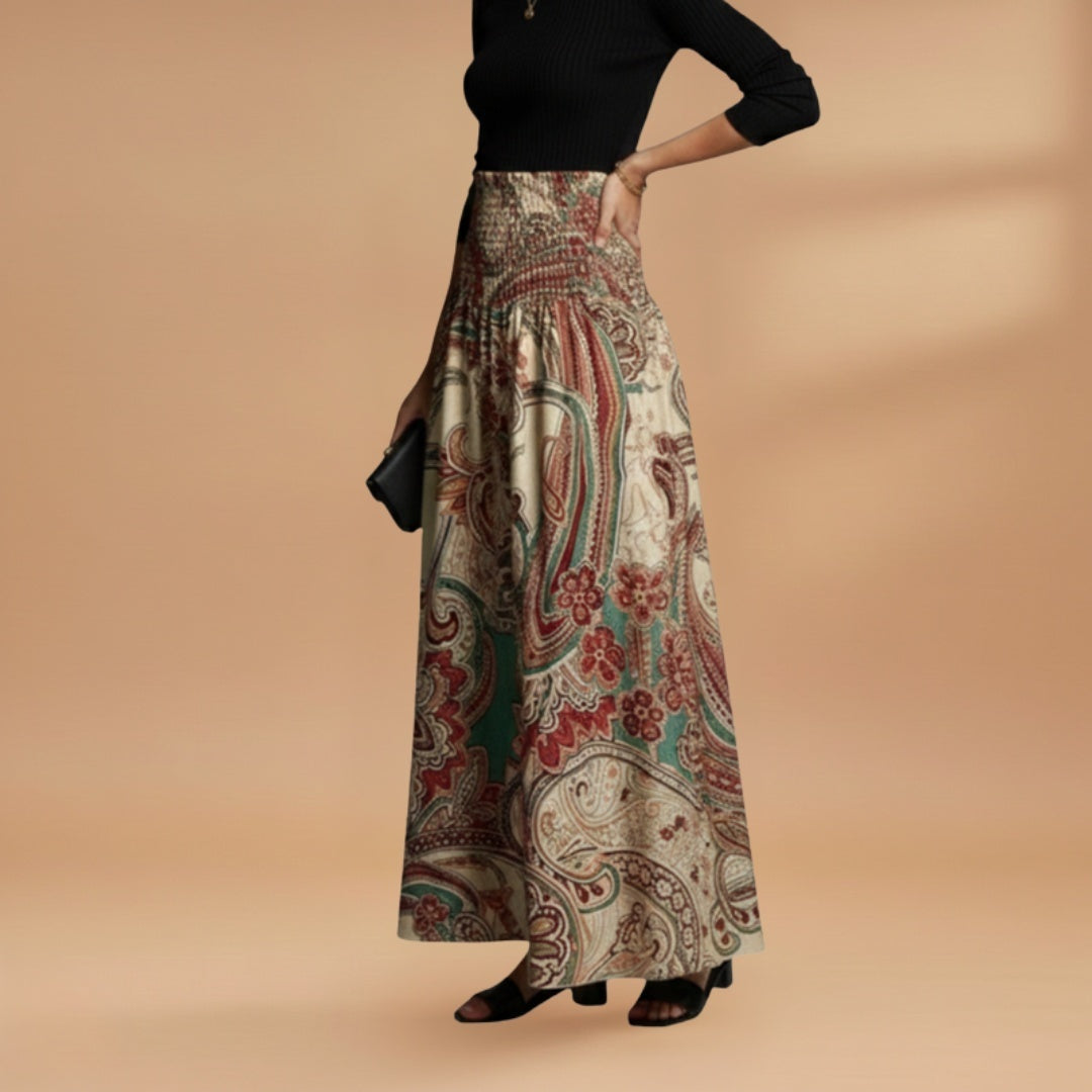 Inês | Saia Comprida Estampada Mulher Cintura Elástica