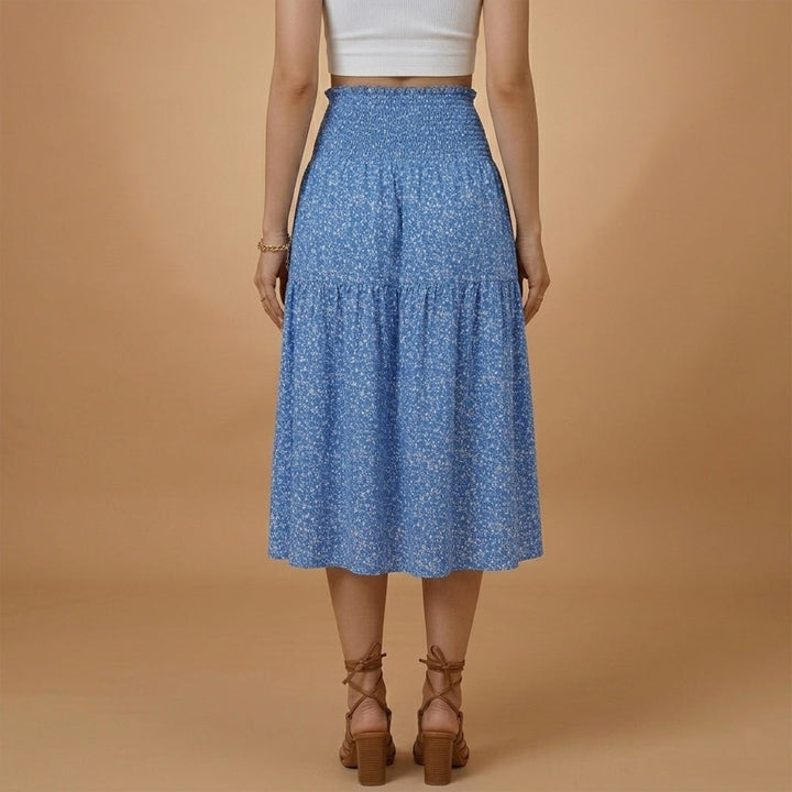 Madalena | Saia Comprida Estampada Mulher Cintura Elástica