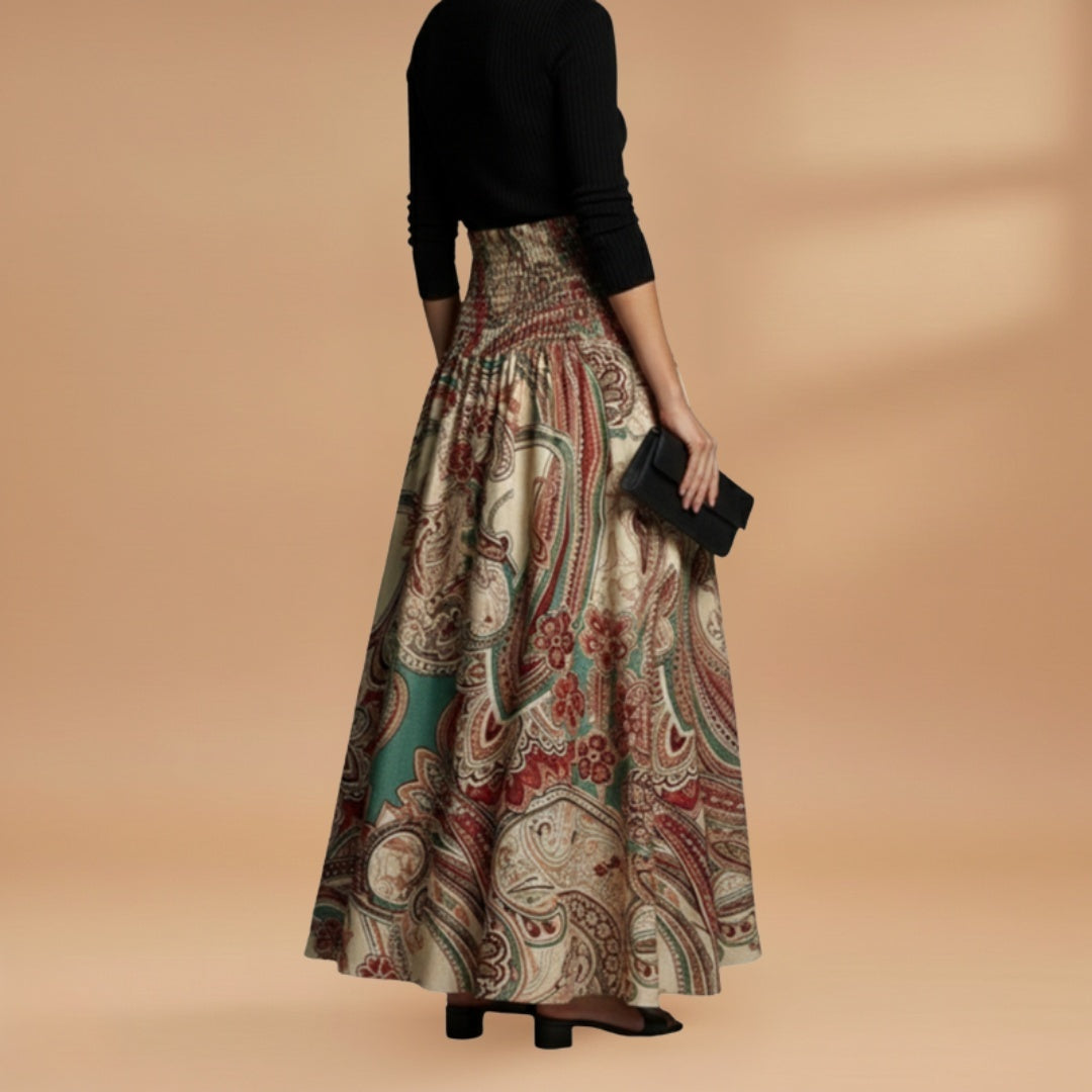 Inês | Saia Comprida Estampada Mulher Cintura Elástica