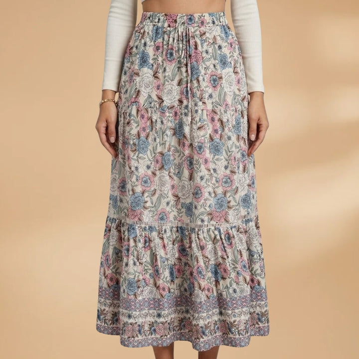 Rita | Saia Comprida Estampada Mulher Cintura Elástica