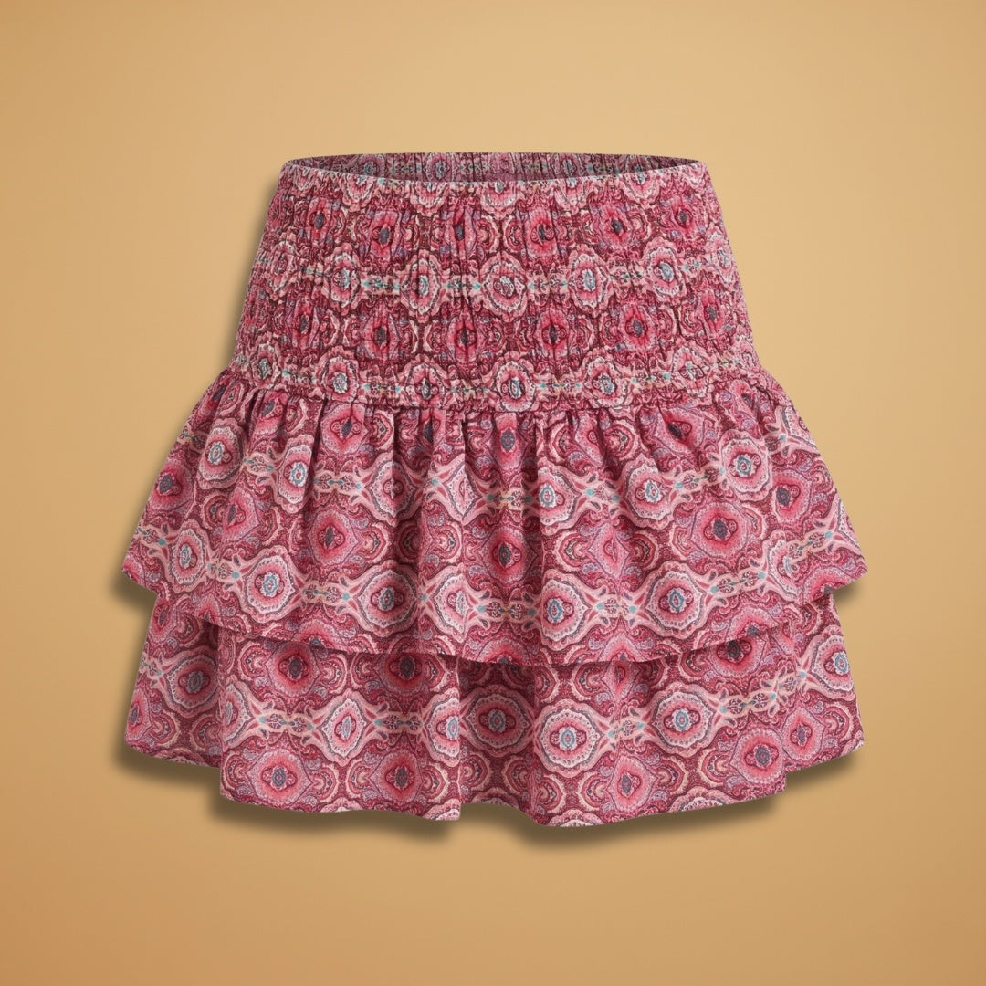 Violeta | Saia Curta Folhos Mulher Estampada
