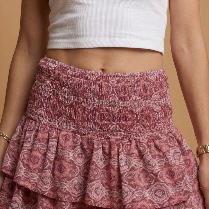 Violeta | Saia Curta Folhos Mulher Estampada