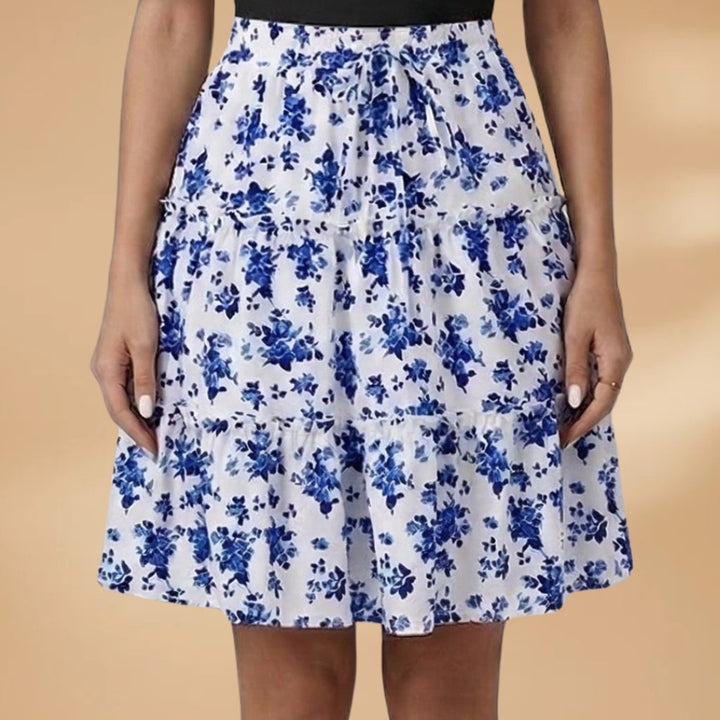 Elsa | Saia Midi Estampada Mulher Cintura Elástica