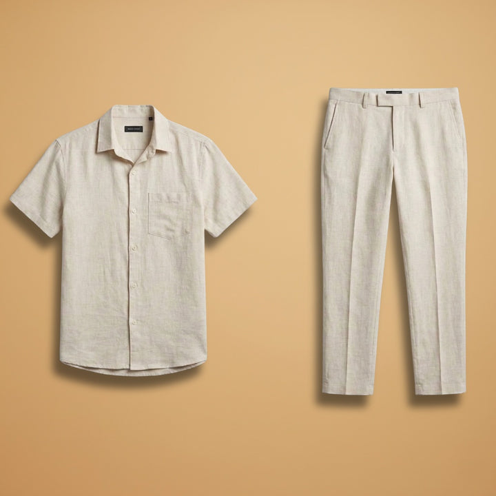 Salvador | Conjunto de Linho Homem Camisa Manga Curta e Calças