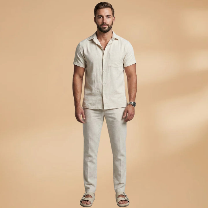 Salvador | Conjunto de Linho Homem Camisa Manga Curta e Calças