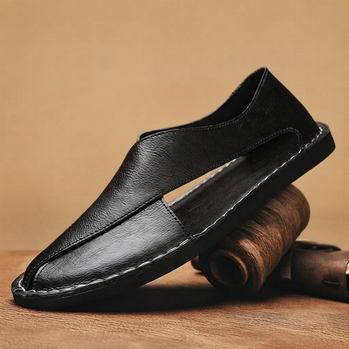 Sandálias de Couro Homem Rasas Slip-On