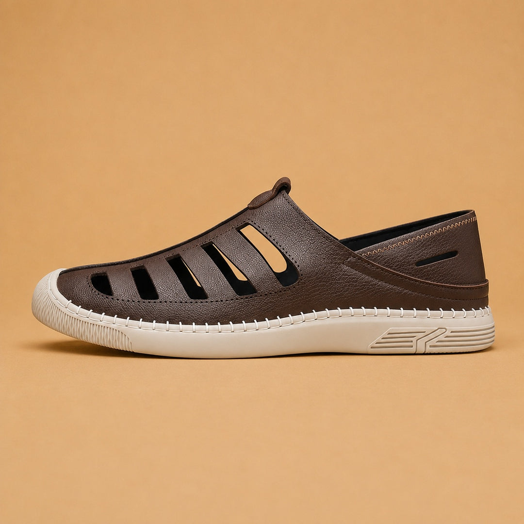 Sandálias de Pele Homem Pescador Biqueira Fechada Slip-On