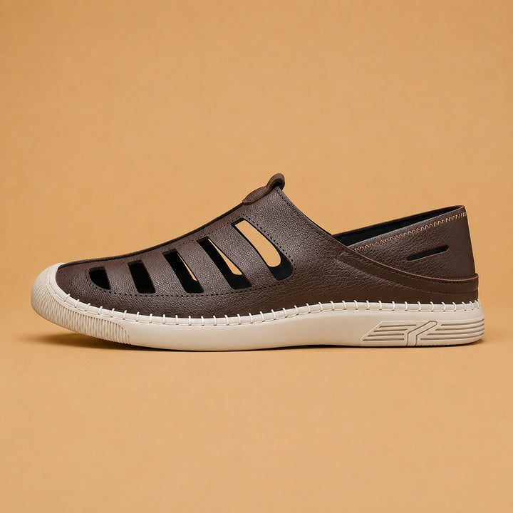 Sandálias de Pele Homem Pescador Biqueira Fechada Slip-On