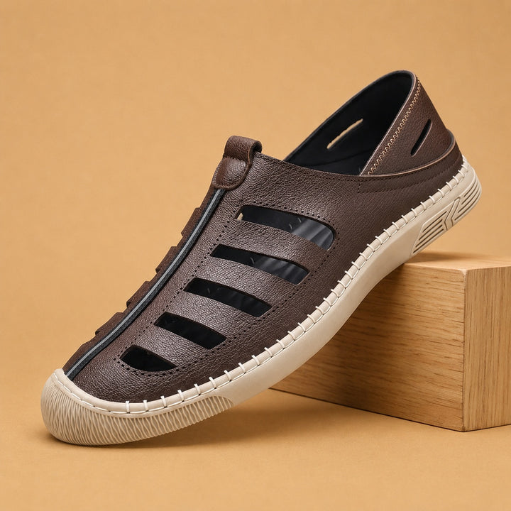 Sandálias de Pele Homem Pescador Biqueira Fechada Slip-On