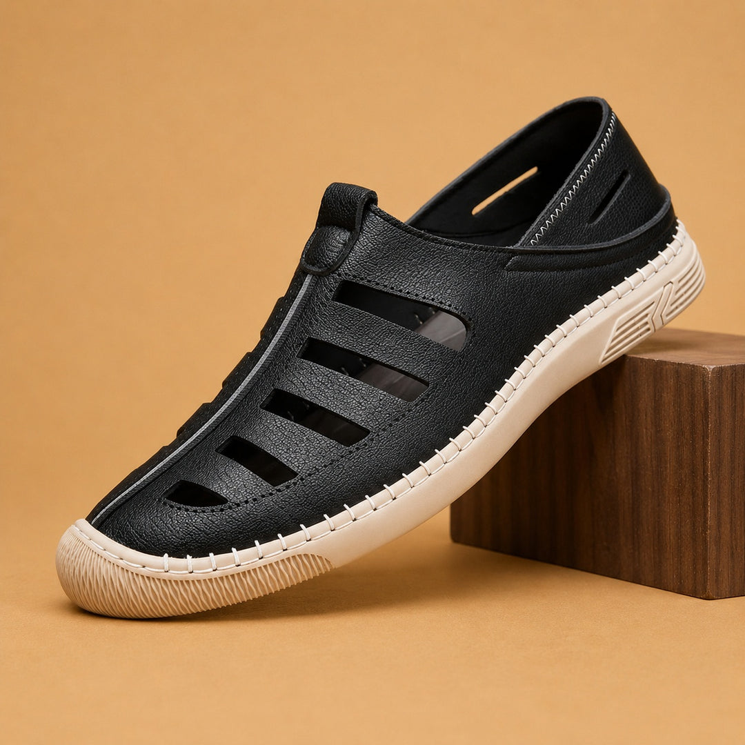 Sandálias de Pele Homem Pescador Biqueira Fechada Slip-On