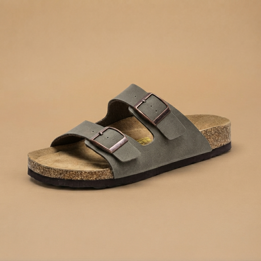 Sandálias Rasas Homem Duas Fivelas Ajustáveis Sola Cortiça