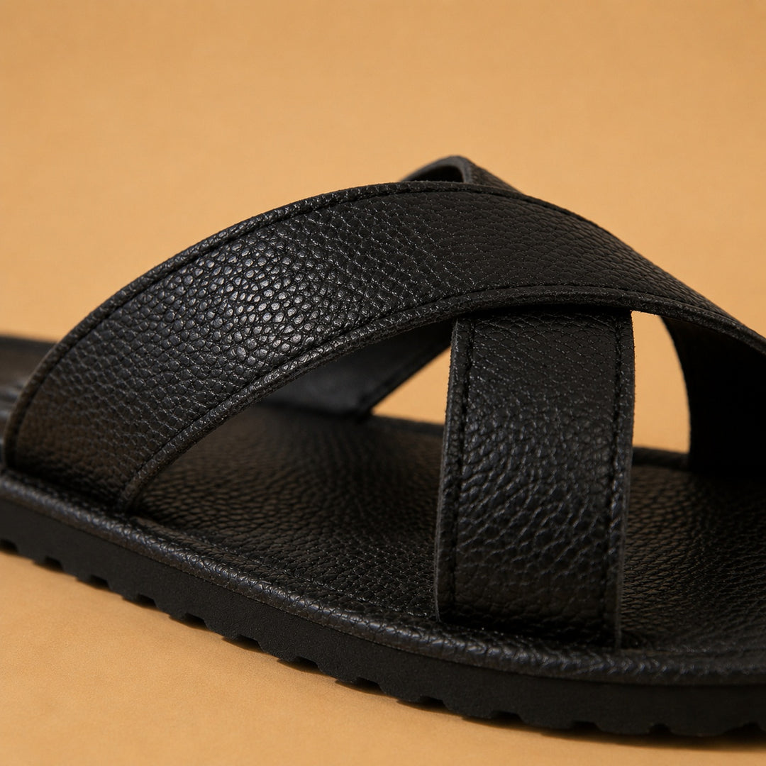 Sandálias Slides Tiras Cruzadas Homem Slip On
