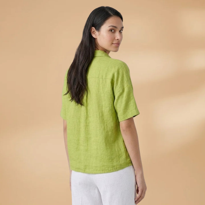 Sandra | Blusa de Linho Mulher Gola Manga Curta