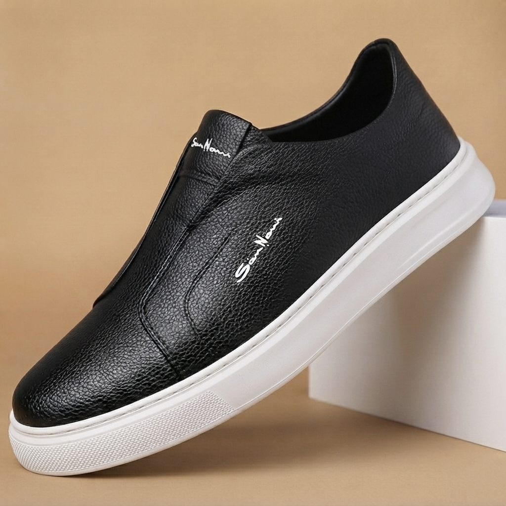 Sapatilhas Casual Slip-On Homem Couro Vegan Plataforma