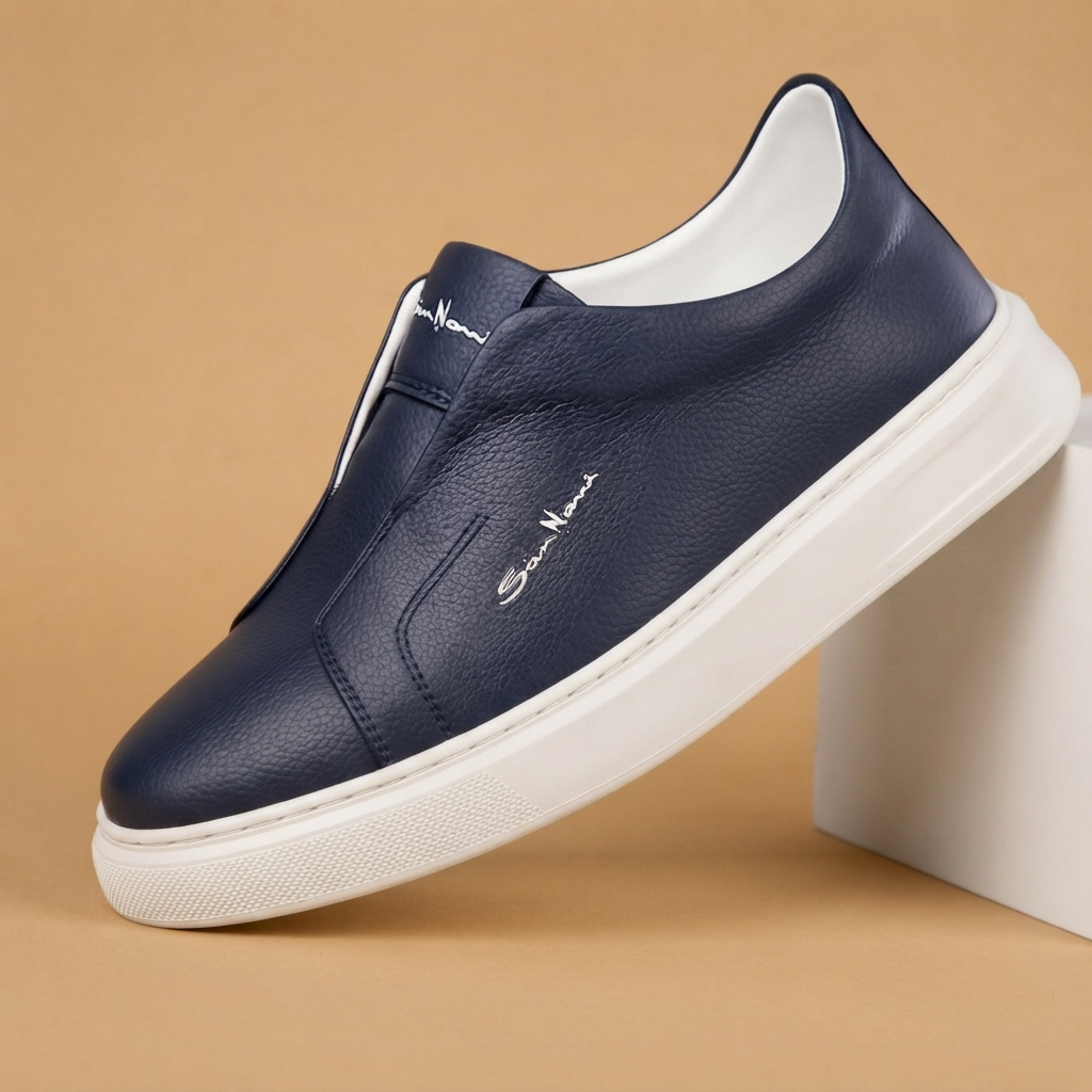 Sapatilhas Casual Slip-On Homem Couro Vegan Plataforma
