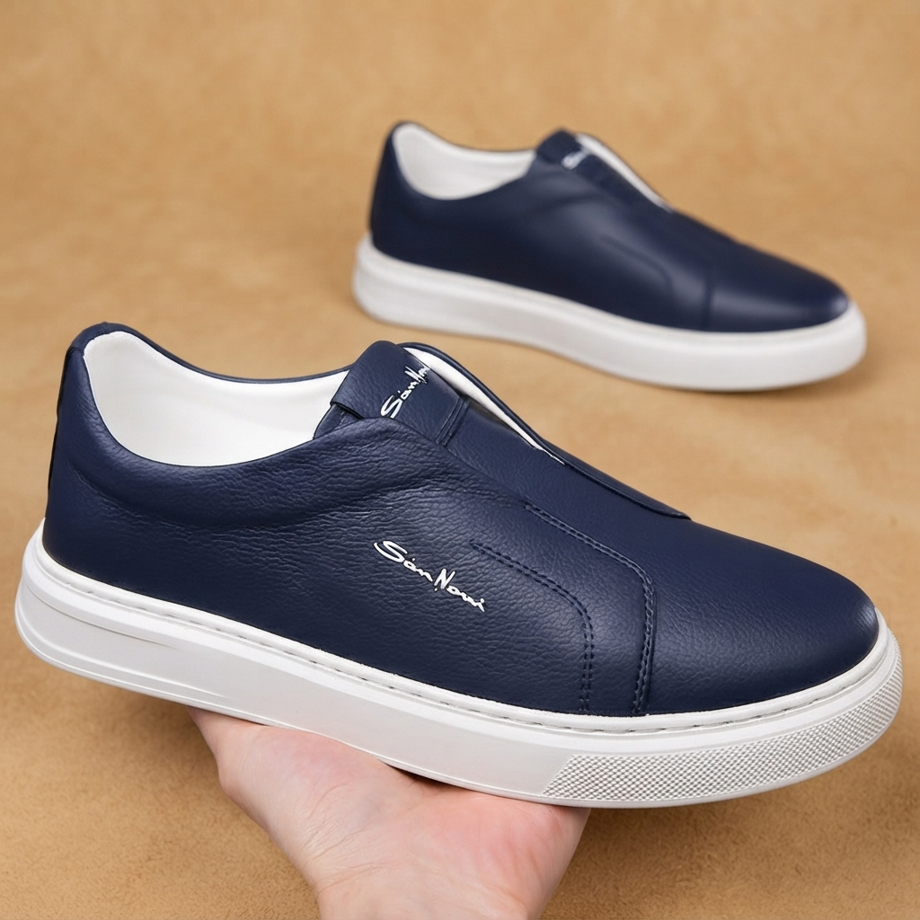 Sapatilhas Casual Slip-On Homem Couro Vegan Plataforma