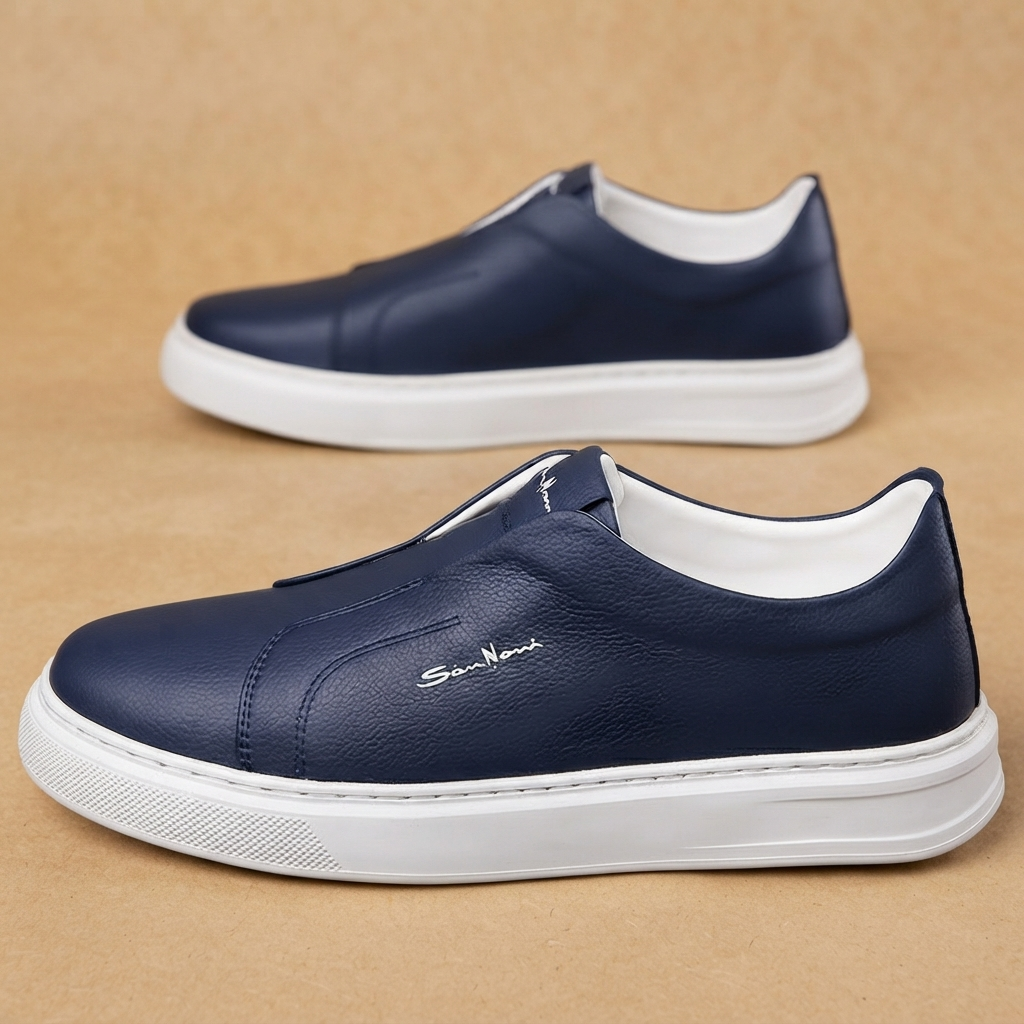 Sapatilhas Casual Slip-On Homem Couro Vegan Plataforma