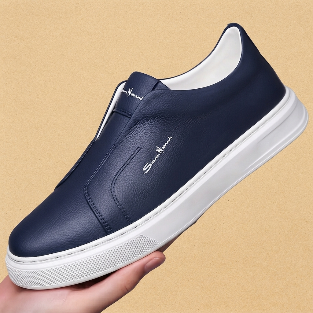 Sapatilhas Casual Slip-On Homem Couro Vegan Plataforma