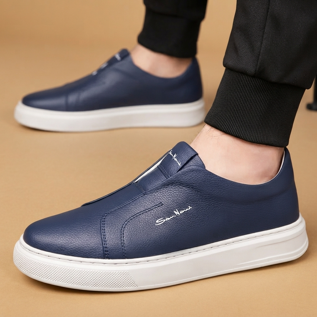 Sapatilhas Casual Slip-On Homem Couro Vegan Plataforma