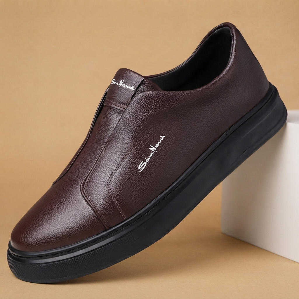 Sapatilhas Casual Slip-On Homem Couro Vegan Plataforma