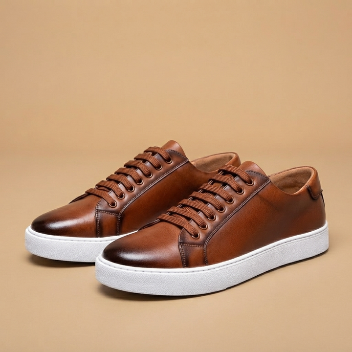 Sapatilhas de Couro Homem Casual Elegante com Atacadores