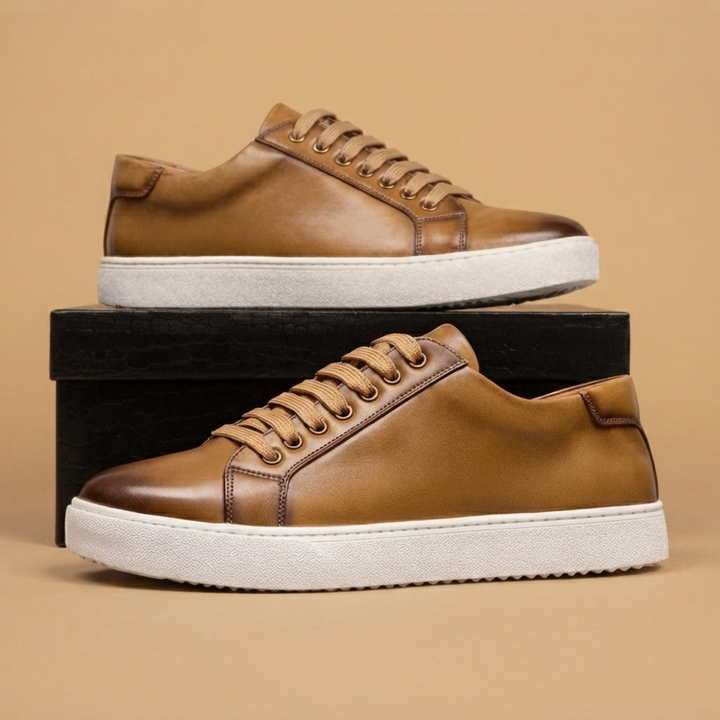 Sapatilhas de Couro Homem Casual Elegante com Atacadores