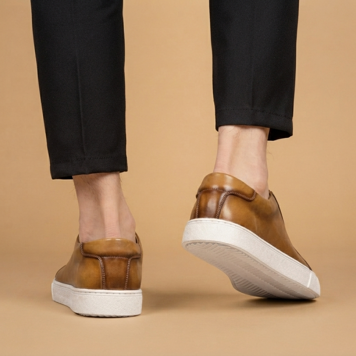 Sapatilhas de Couro Homem Casual Elegante com Atacadores