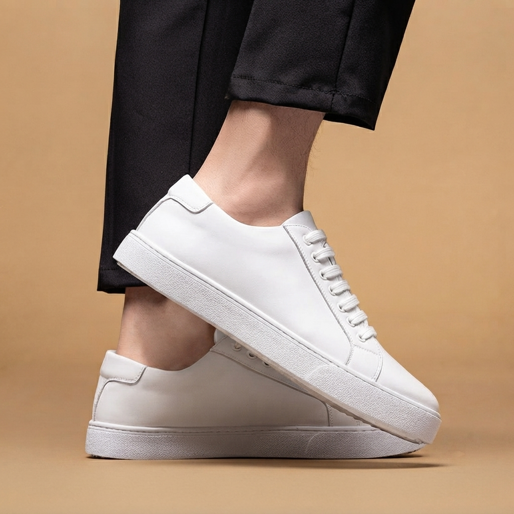 Sapatilhas de Couro Homem Casual Elegante com Atacadores