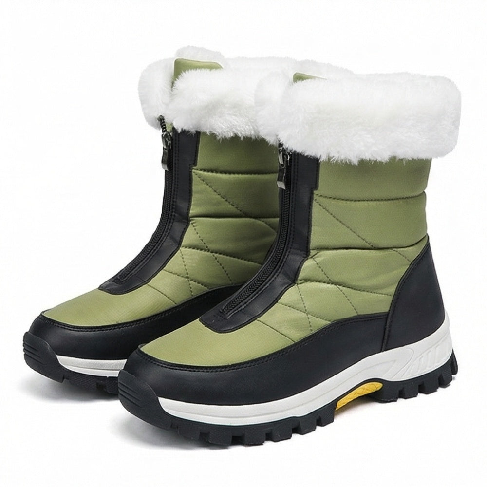 Sara | Botas de Neve Impermeáveis Mulher Forro Pelo Fecho Frontal