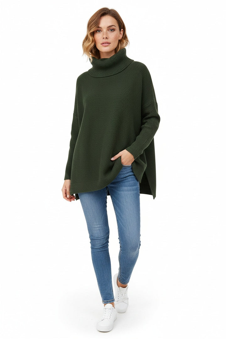 Sara | Camisola Oversize Mulher Gola Alta Malha Grossa