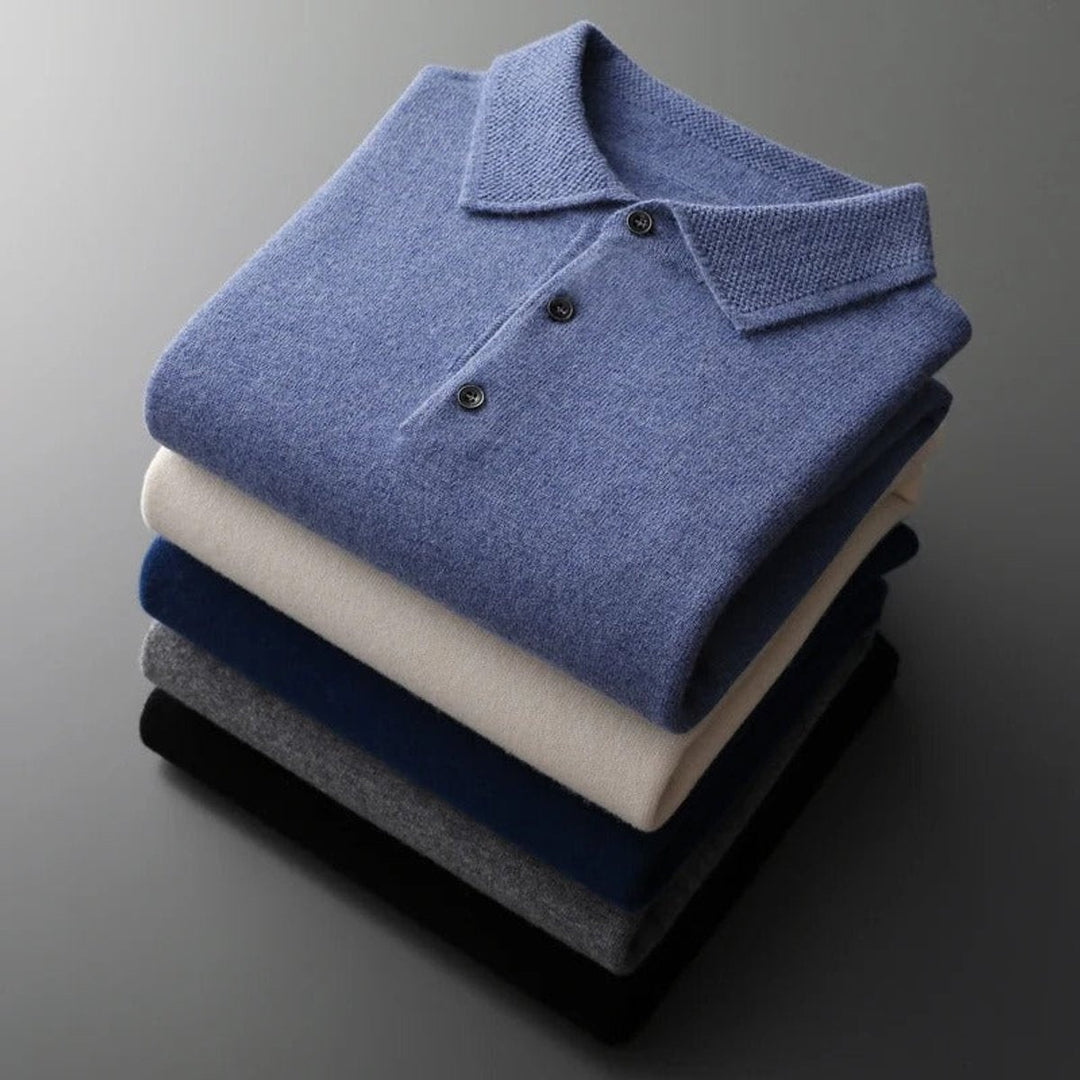 Sérgio | Camisola de Malha Cashmere Homem Polo Manga Longa