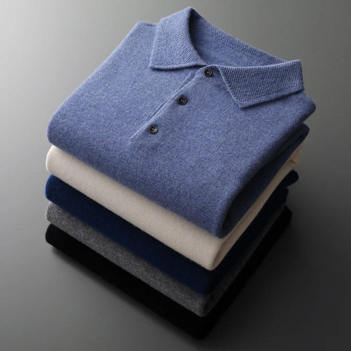 Sérgio | Camisola de Malha Cashmere Homem Polo Manga Longa