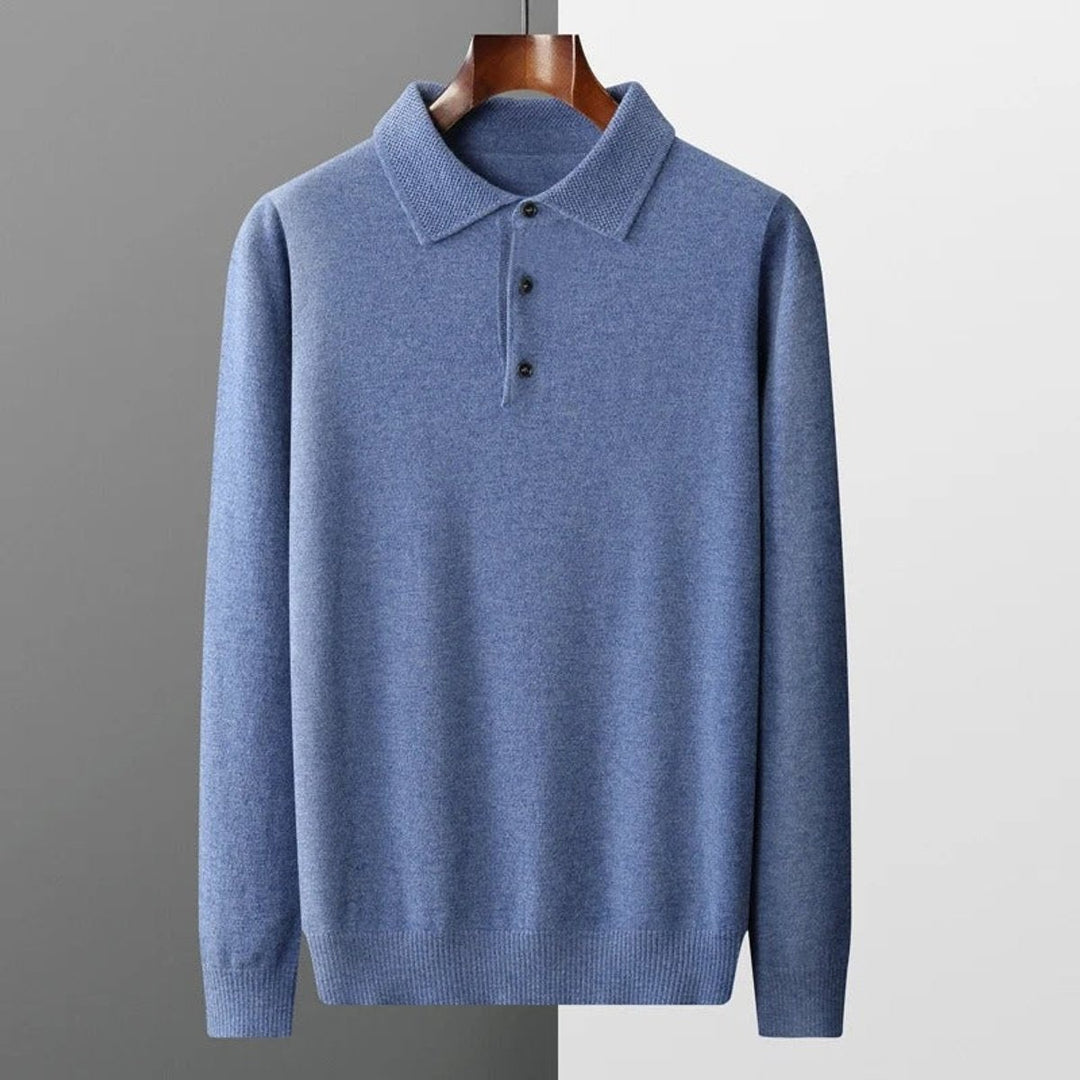 Sérgio | Camisola de Malha Cashmere Homem Polo Manga Longa