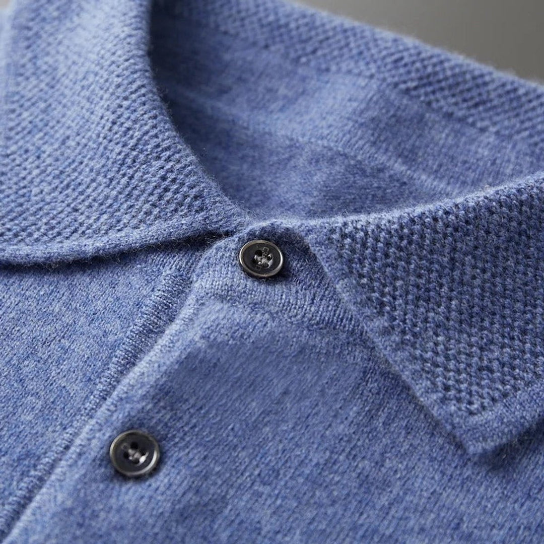 Sérgio | Camisola de Malha Cashmere Homem Polo Manga Longa