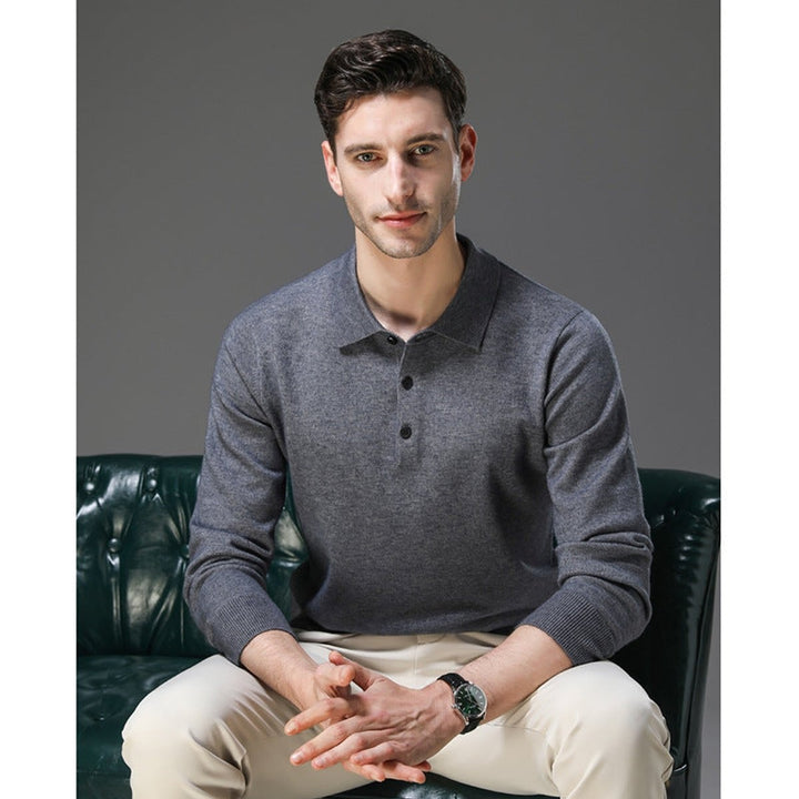 Sérgio | Camisola de Malha Cashmere Homem Polo Manga Longa