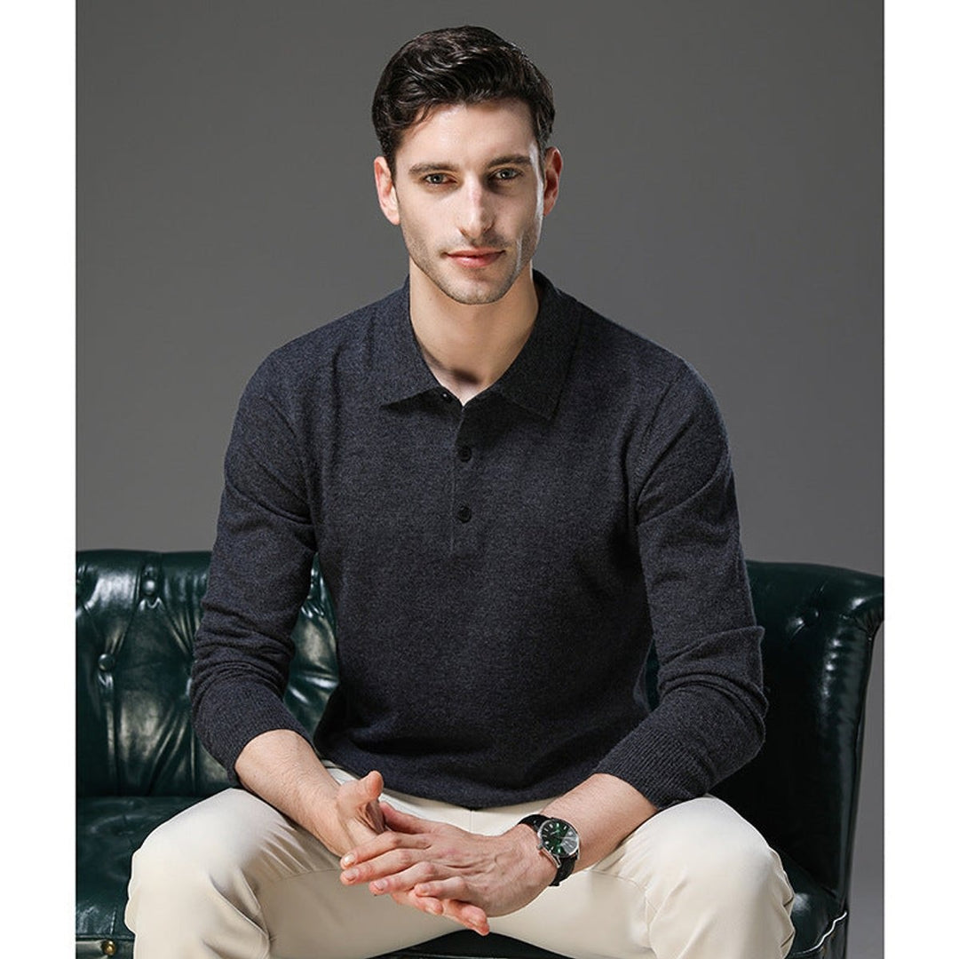Sérgio | Camisola de Malha Cashmere Homem Polo Manga Longa