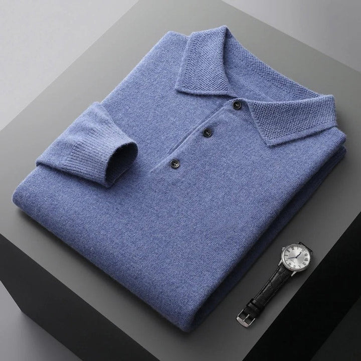 Sérgio | Camisola de Malha Cashmere Homem Polo Manga Longa