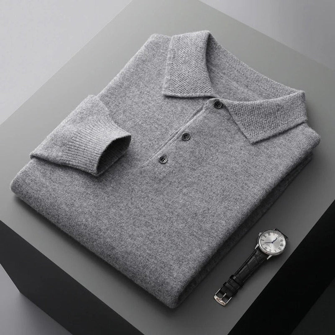 Sérgio | Camisola de Malha Cashmere Homem Polo Manga Longa