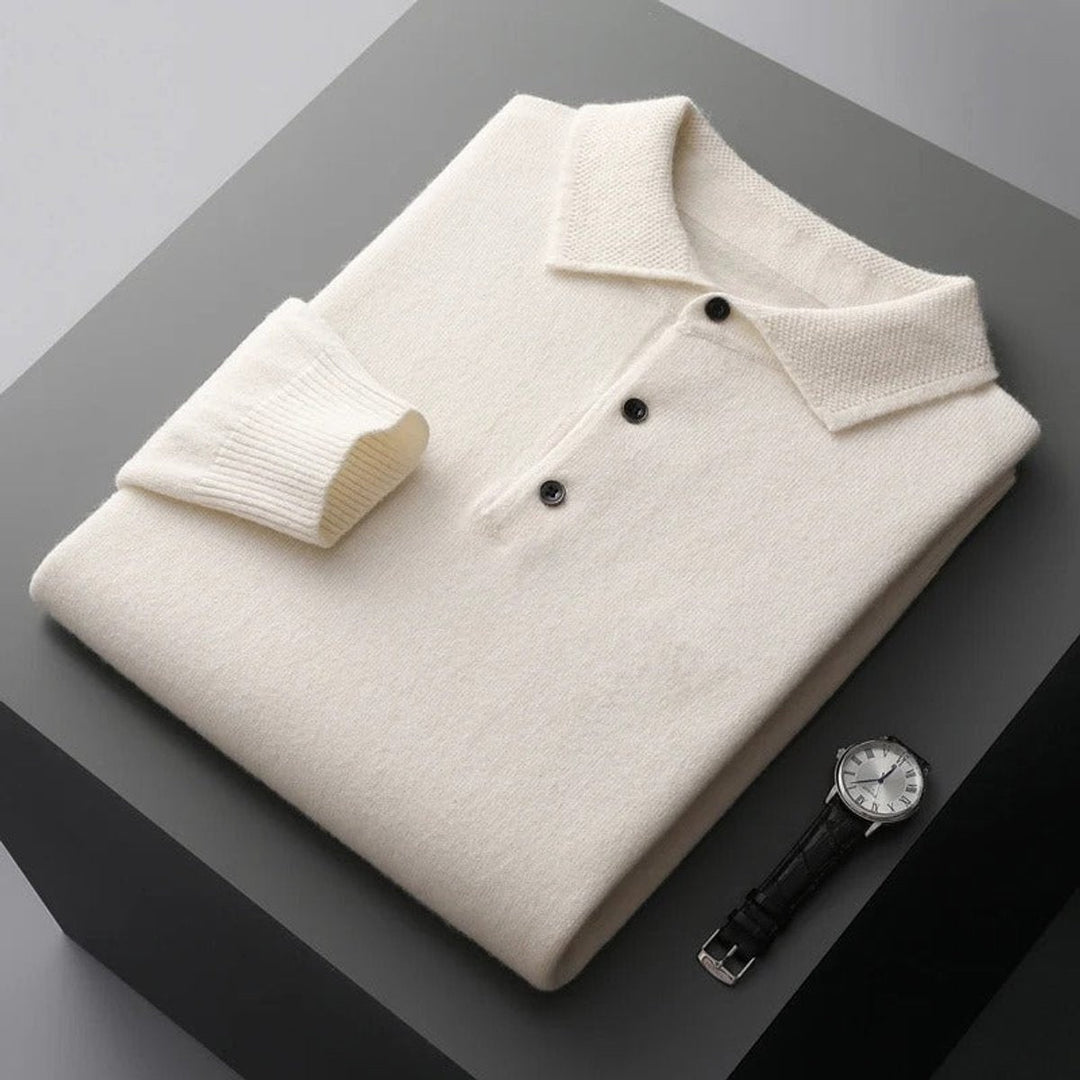 Sérgio | Camisola de Malha Cashmere Homem Polo Manga Longa