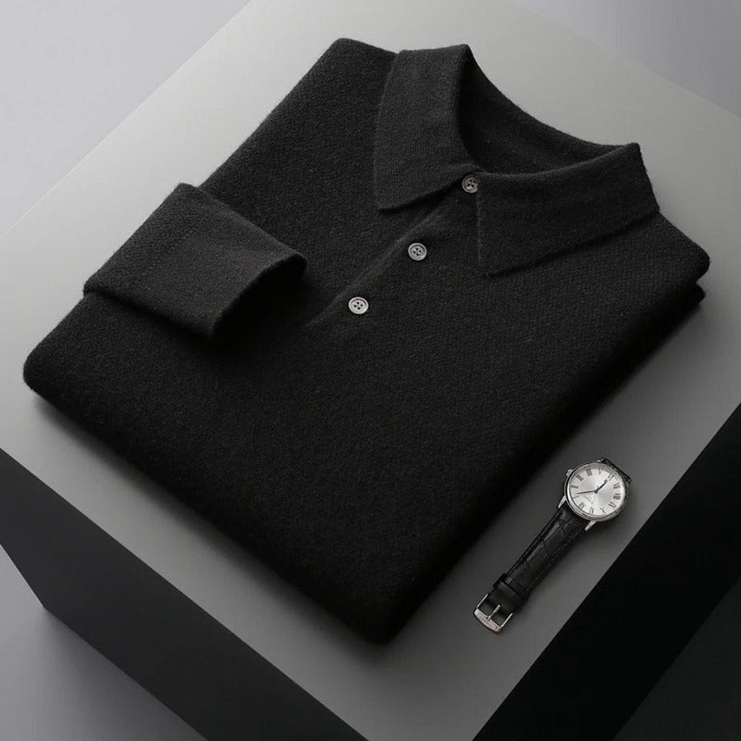 Sérgio | Camisola de Malha Cashmere Homem Polo Manga Longa