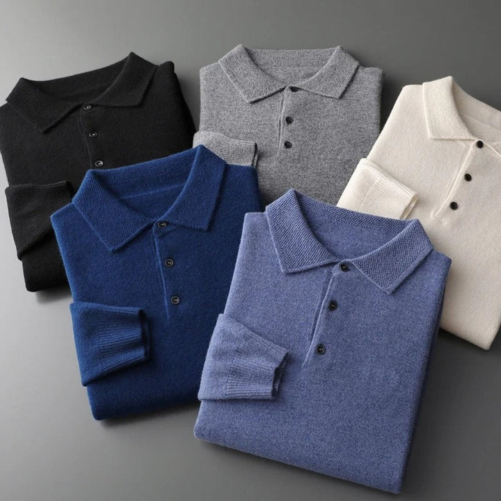 Sérgio | Camisola de Malha Cashmere Homem Polo Manga Longa