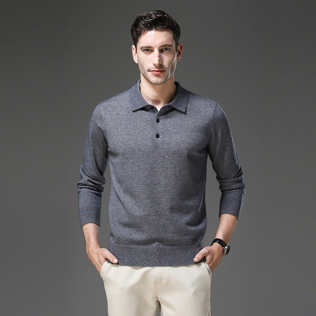 Sérgio | Camisola de Malha Cashmere Homem Polo Manga Longa