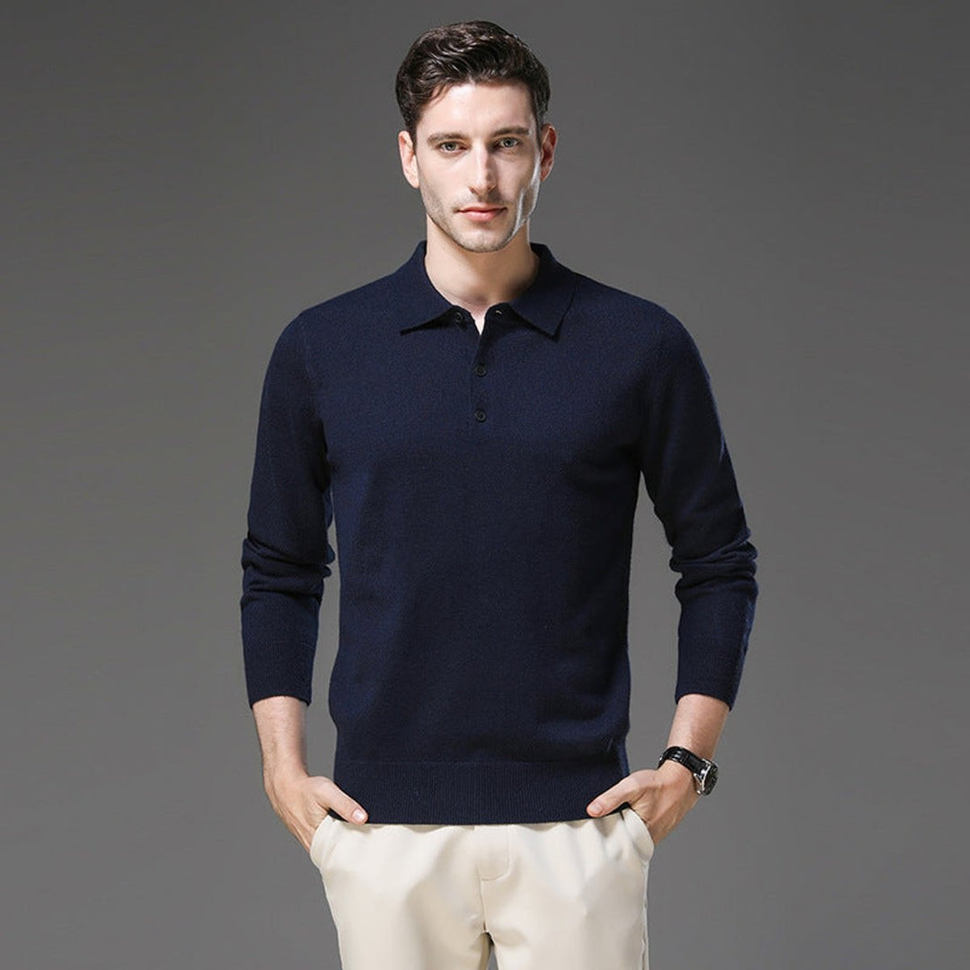Sérgio | Camisola de Malha Cashmere Homem Polo Manga Longa