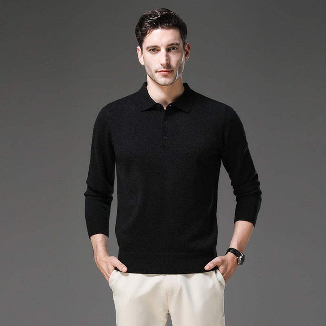 Sérgio | Camisola de Malha Cashmere Homem Polo Manga Longa