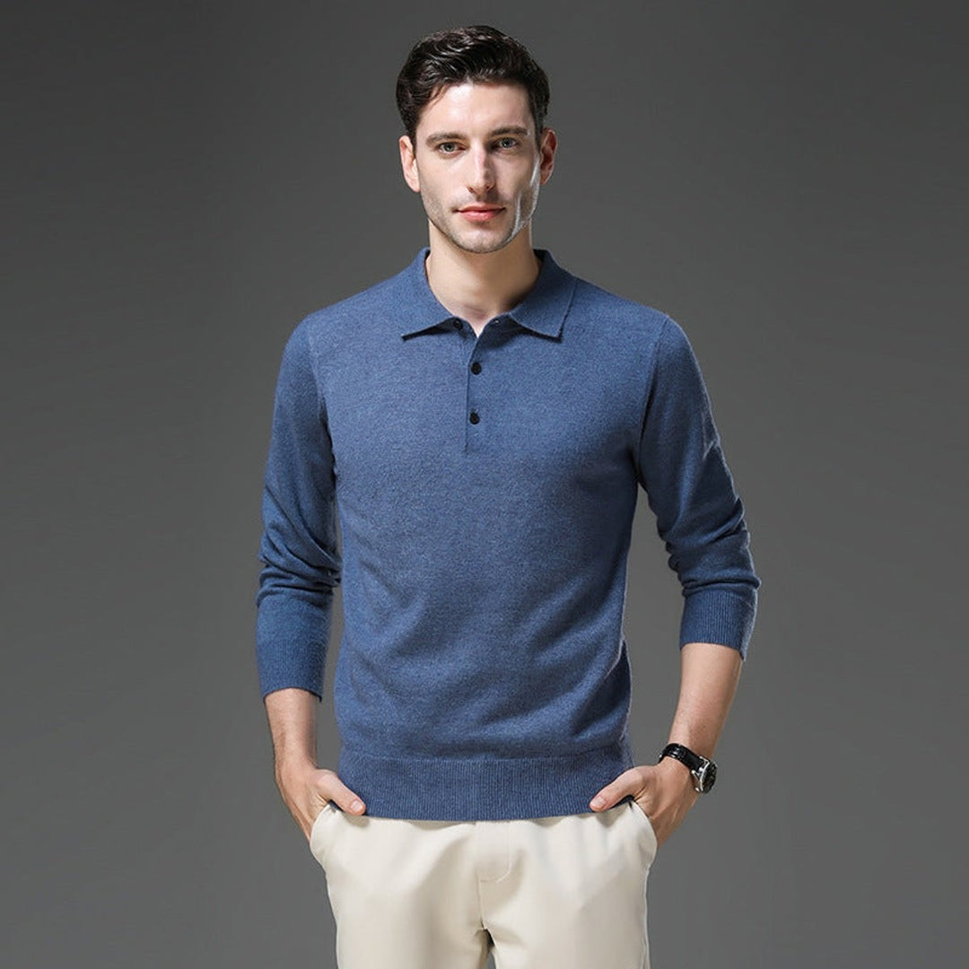 Sérgio | Camisola de Malha Cashmere Homem Polo Manga Longa