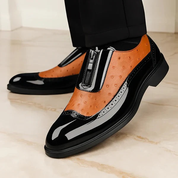 Simão | Sapatos Oxford de Couro Homem Bico Fino Fecho Lateral